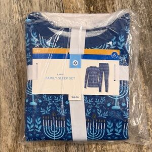 Blue Kids Family Sleep Set with Menorah Design Size 6